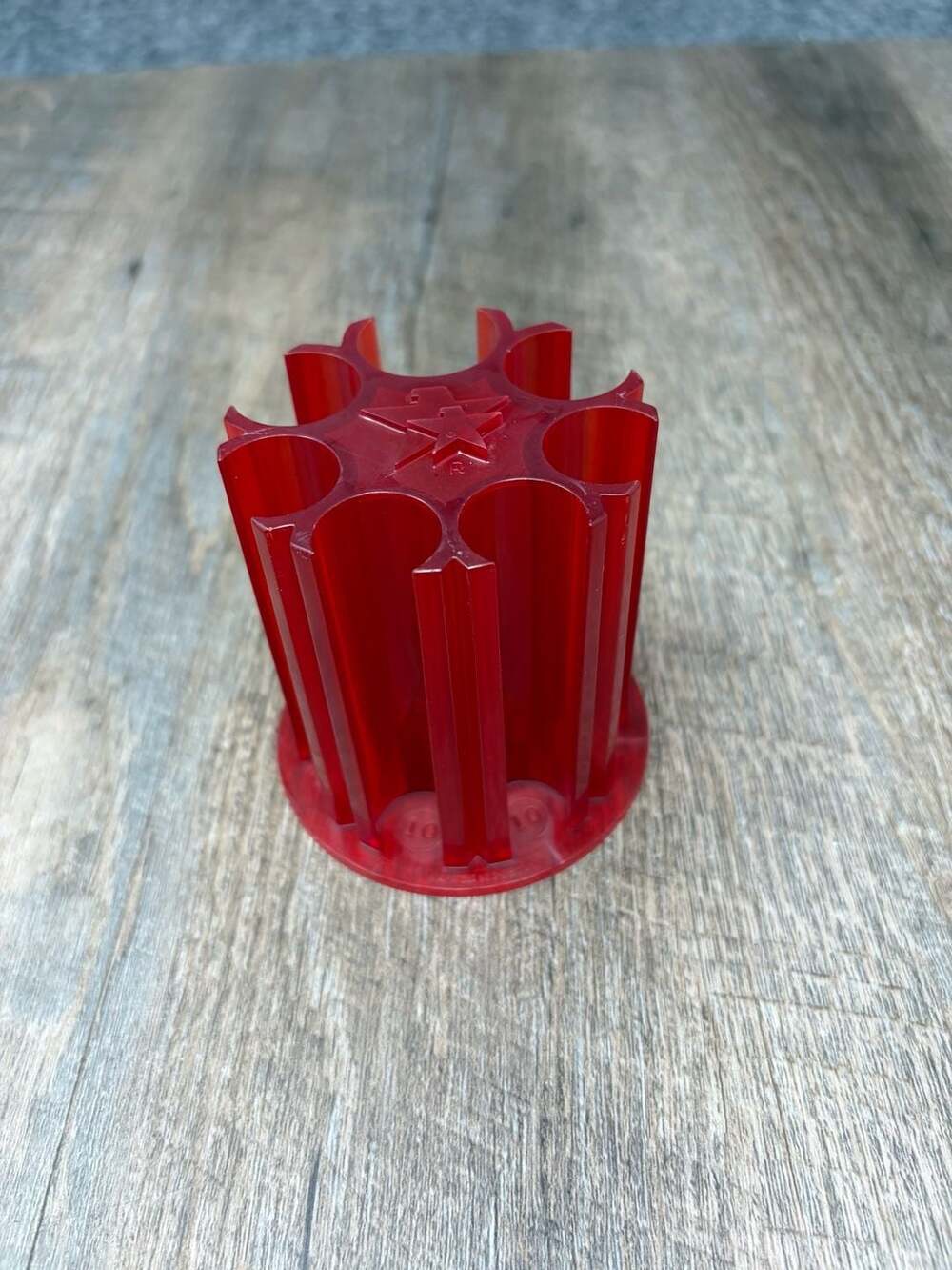 Vintage Lexan Plastic Coin Holder Red Tabletop Display Stand-Vegas Feel-Stars